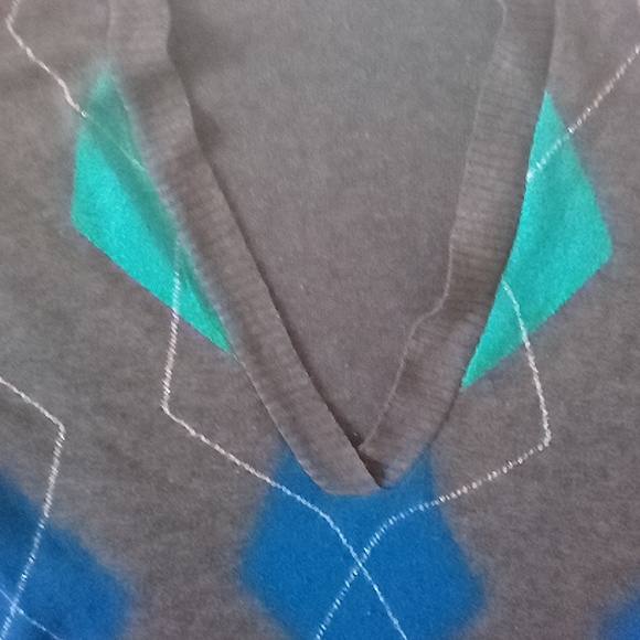 🙊3/$15-bundle only-Vintage cute hooded argyle sweater tunic - Picture 2 of 5